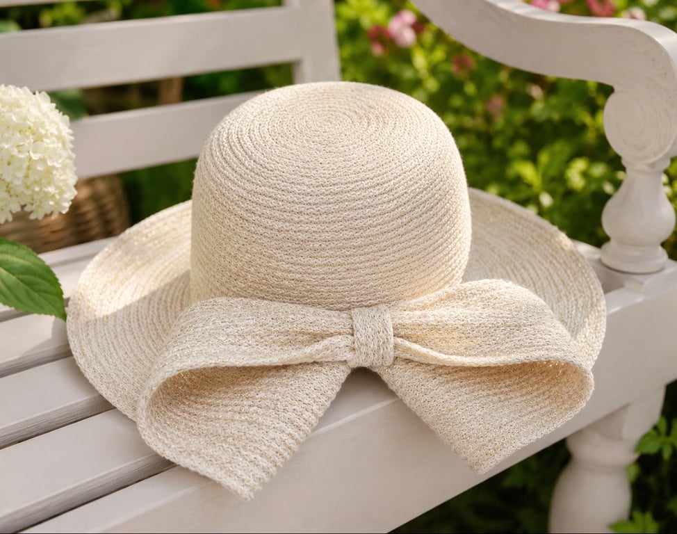 Handmade Beige Sun Hat with Bow