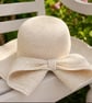 Handmade Beige Sun Hat with Bow