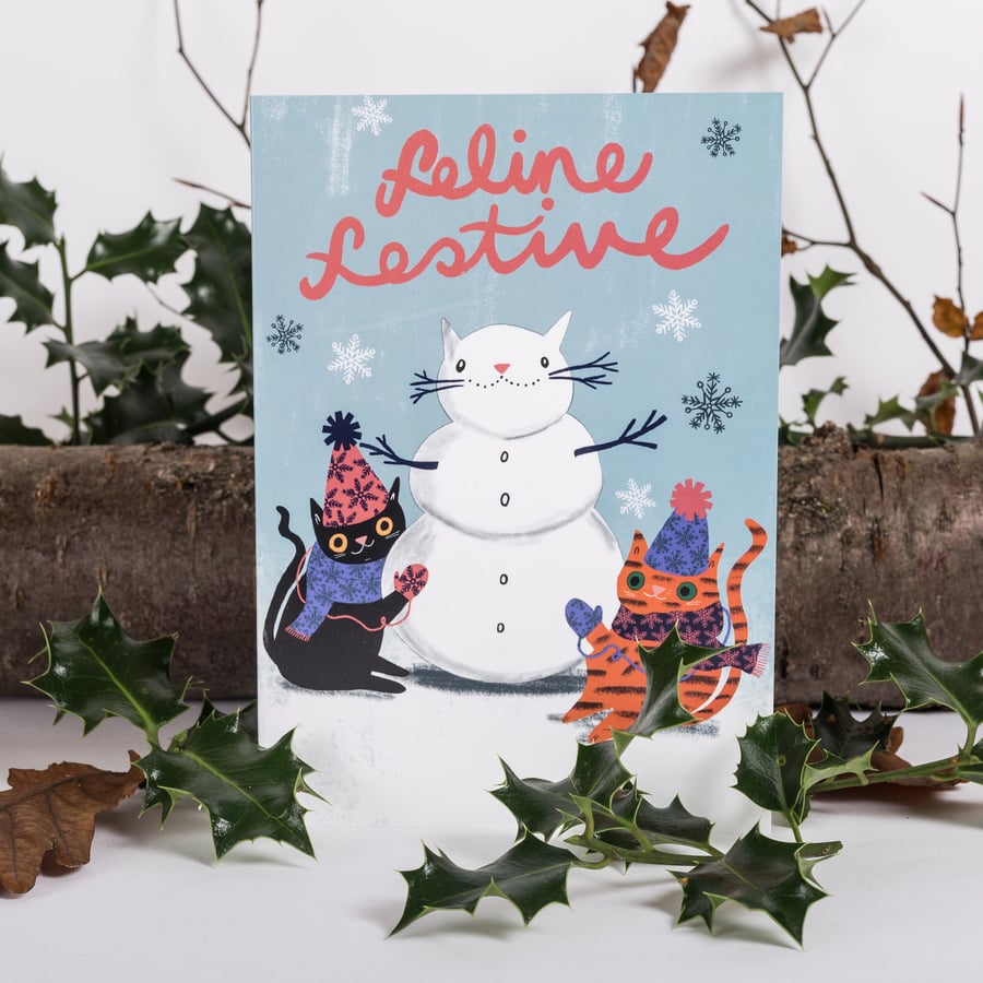 Feline Festive - Snowcat Christmas Card