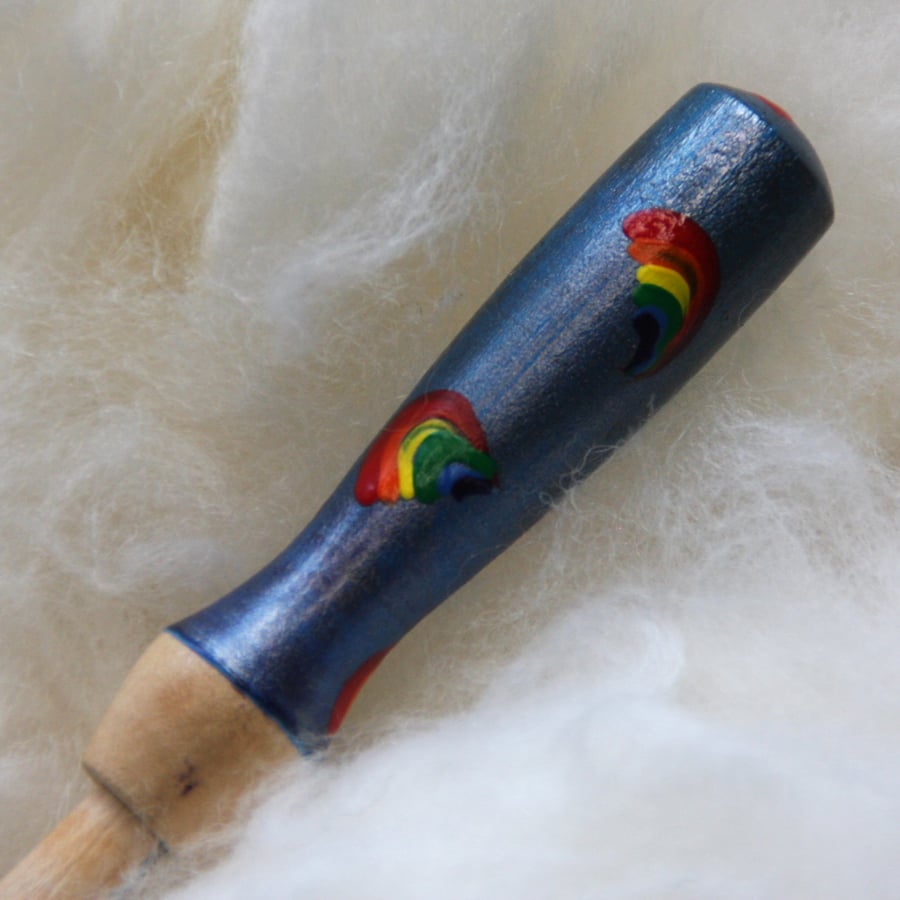  Hand painted metallic needle grip tool for needle felting with rainbow swishes