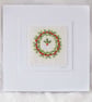 HAND EMBROIDERED CHRISTMAS CARD FOLIAGE WREATH HOLLY