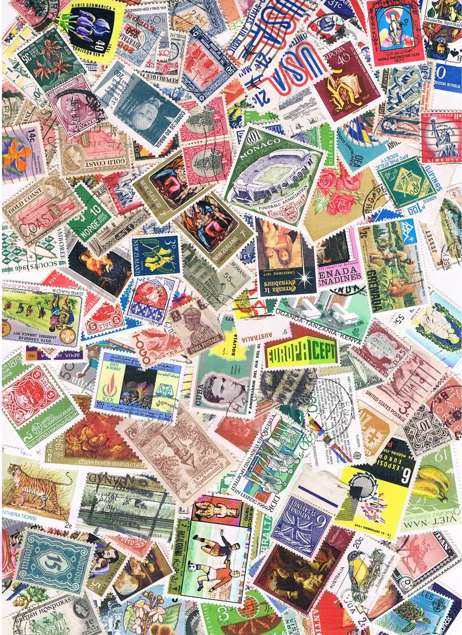 100 x VINTAGE POSTAGE STAMPS - world stamps for crafting, collage, upcycling etc