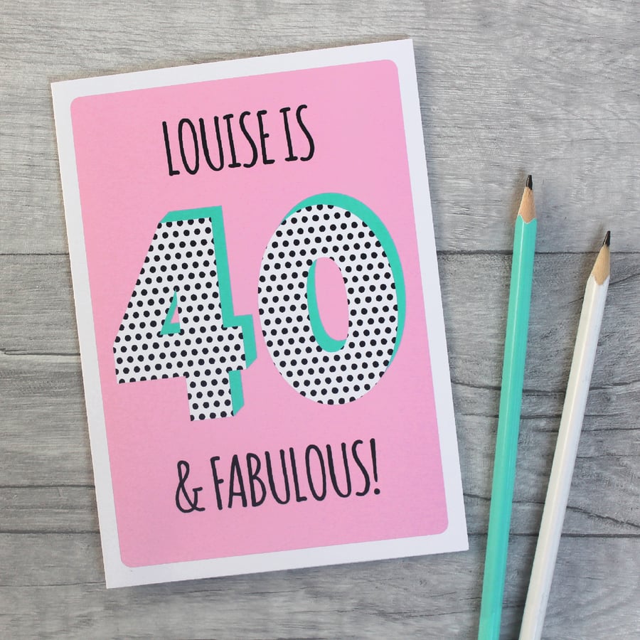 Ladies 30th, 40th, 50th Personalised Birthday Card, Female Age Card. 