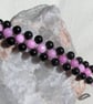 Black Onyx & Pink Morganite Gemstone Woven Beaded Bracelet "Hathor" - Image 4