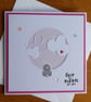 New Baby Card - Over the Moon for you - Rabbit With Clouds - Pink - Image 10