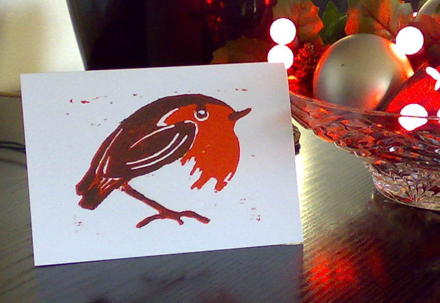 Christmas Robin - White Background Pk of 5