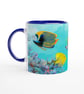 Marine Life Ceramic Mug – 11oz Two-Tone Coffee Cup with Blue Handle
