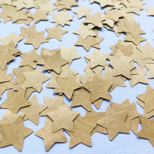 400 Brown Kraft Paper Confetti Stars - Wedding Birthday Rustic Table Decor