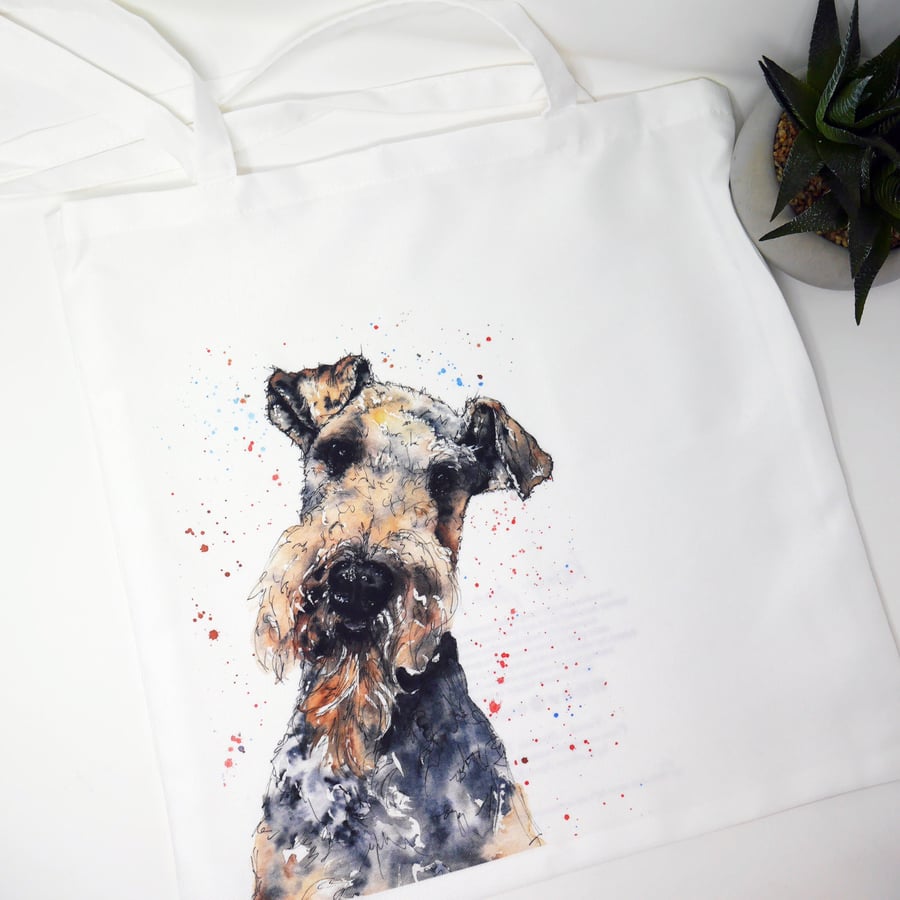 Airedale Terrier, Airedale Terrier Art, Airedale, Re-useable Bag, Dog Tote