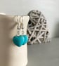 Turquoise Heart Earrings, with Swarovski crystal - Image 5