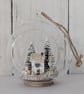 Glass Bauble Christmas Decoration with Cottage Scene