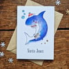 Funny Christmas Santa Card, Santa Jaws! Shark Christmas Card, Christmas Pun Card