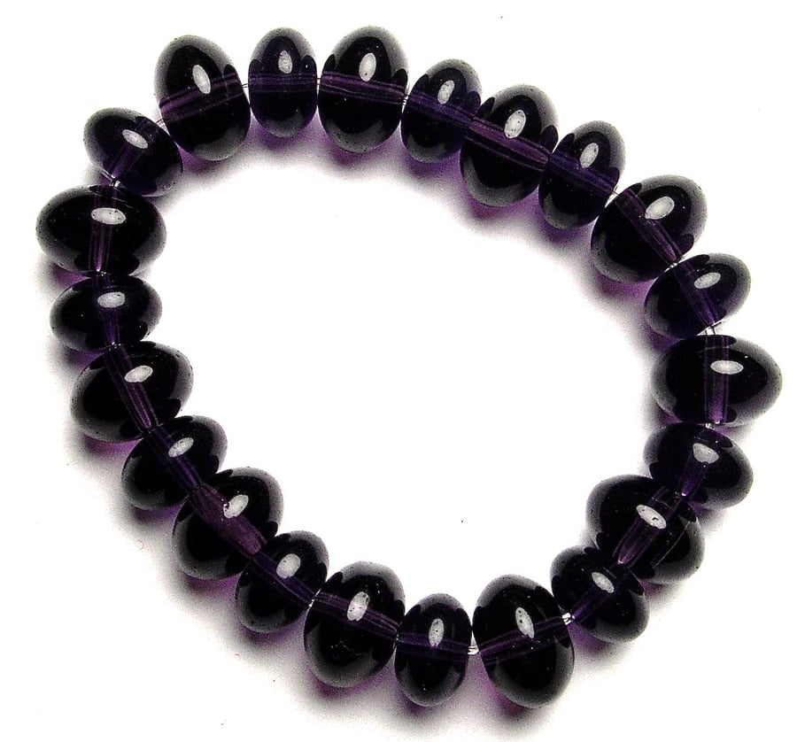Purple Glass Bead Bracelet - UK Free Post