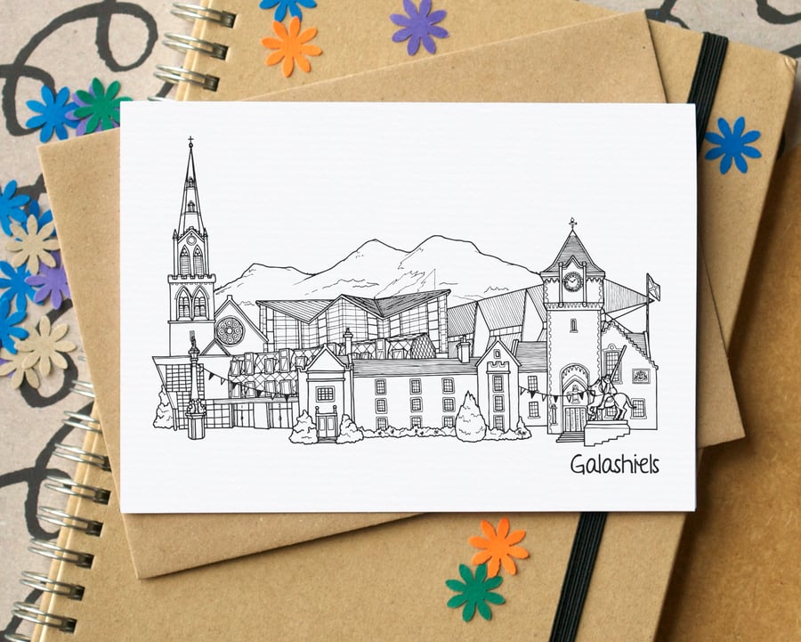 Galashiels Skyline Greetings Card