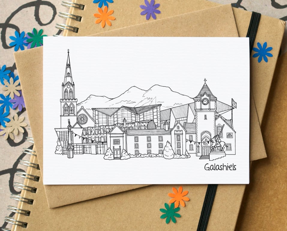 Galashiels Skyline Greetings Card