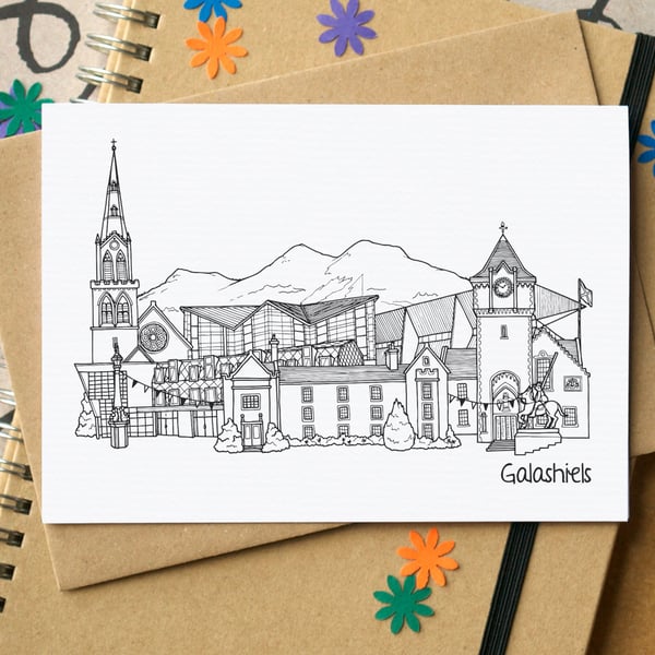 Galashiels Skyline Greetings Card