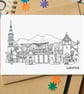 Galashiels Skyline Greetings Card - Image 1