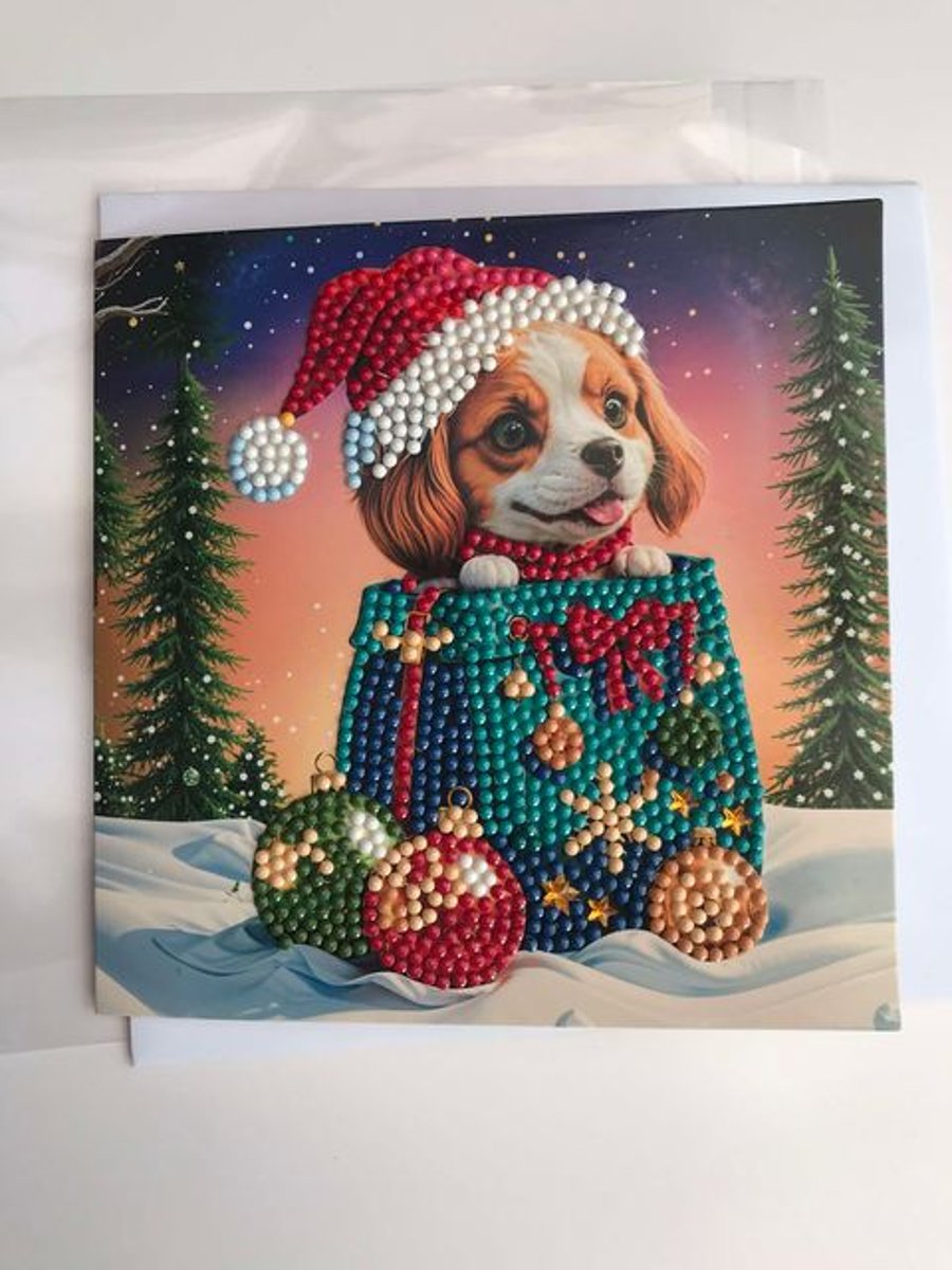  Diamond Art Christmas Card Dog 1