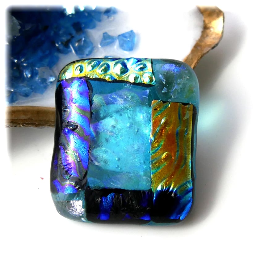Patchwork  Brooch 105 Dichroic Fused Glass Handmade 