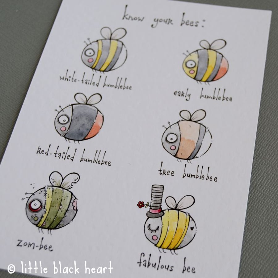 bee guide - original illustration (A6)