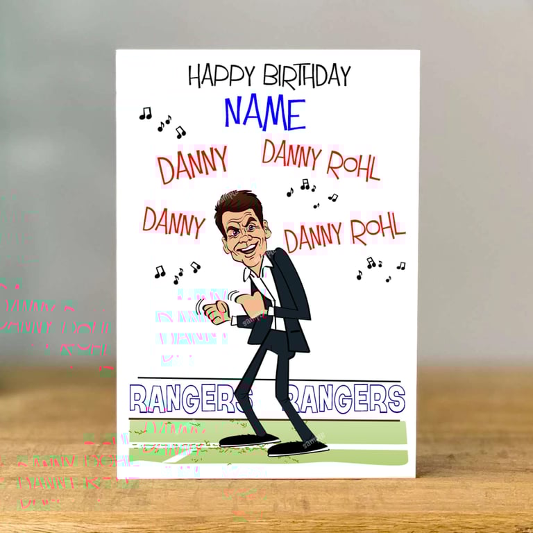 Personalised, Danny Rohl, rangers, Birthday Football Greeting Card Brother, Dad