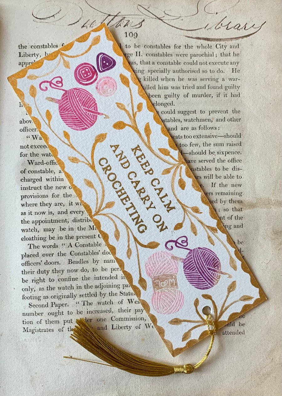 Keep Calm and Keep Crocheting Handmade Bookmark