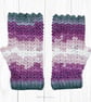 Crochet gloves. Purple pink and grey ladies gloves, fingerless gloves.   - Image 6
