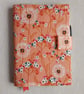 A5 Reusable Fabric Notebook Cover - Dandelion Clocks on Orange with Teal Lining - Image 3