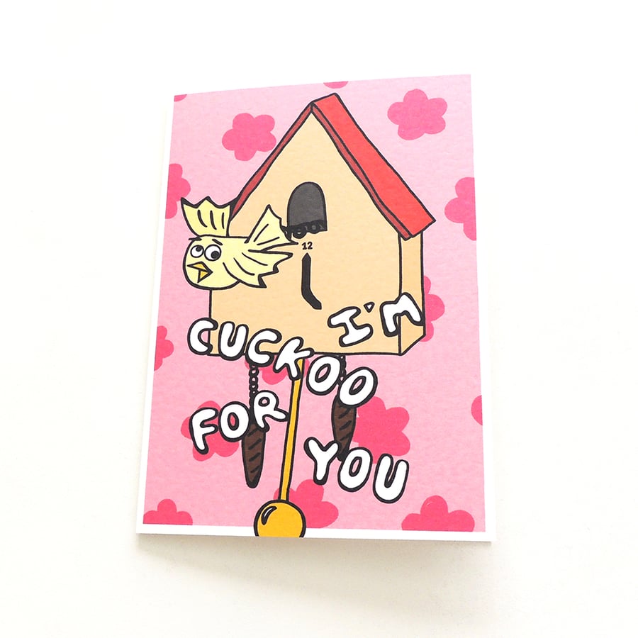 I'm Cuckoo For You - Fun Valentine's Day Greetings Card - Cute Illustrated Bird 