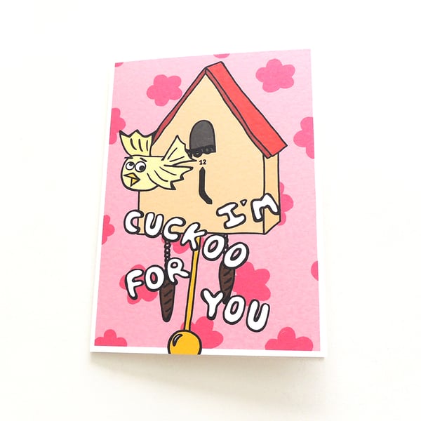 I'm Cuckoo For You - Fun Valentine's Day Greetings Card - Cute Illustrated Bird 