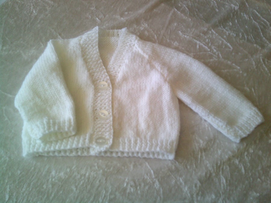 14 inch White V Neck Cardigan