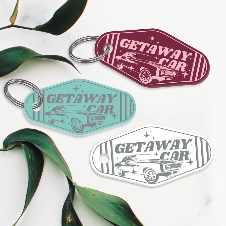 Getaway Car - Car Keyring: Retro Acrylic Keychain, Vintage Vibe, Song quote