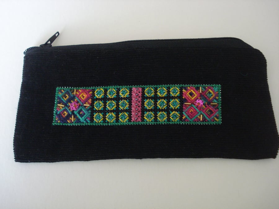 embroidered and beaded pencil-case