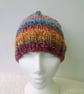 Multi coloured stripey chunky beanie hat for an adult - Image 2