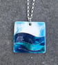 Enamel Pendant, sea pendant, ocean pendant, waves necklace, waves, enamel ,  - Image 3