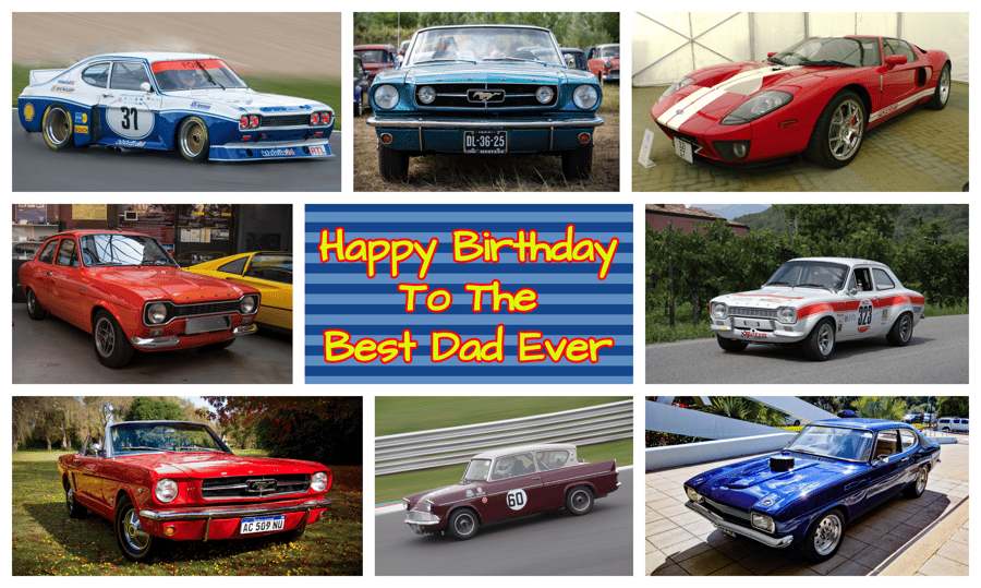 Best Dad Ever Birthday Card Cars Theme A5