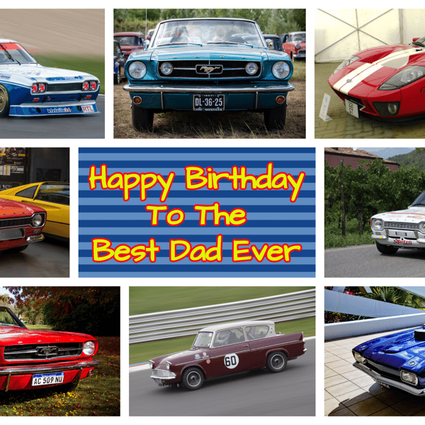 Best Dad Ever Birthday Card Cars Theme A5