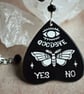 Black Ouija Planchette Necklace with Black Glass Beads - Image 2