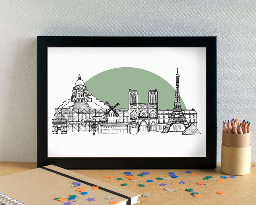Paris Skyline Travel Art Print