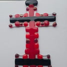 Fused Glass - Medium cross - Red and Black