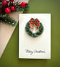 Mini tartan wreath Christmas card handmade winter holiday greeting farmhouse art - Image 8