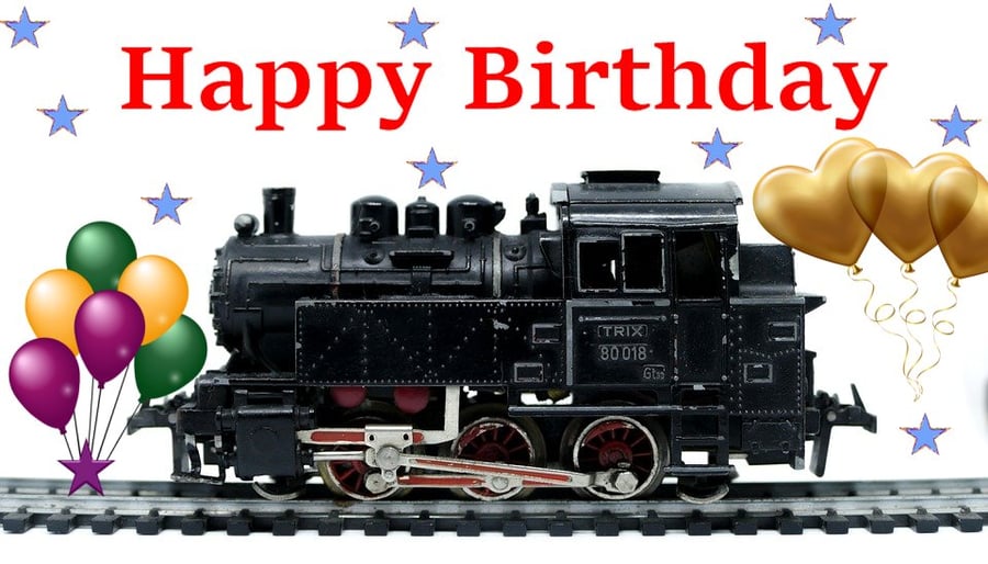 Train Engine Birthday Card A5 