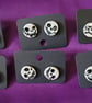 Handmade Polymer Clay Black and White Skull Studs, 316 Stainless Steel