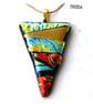 Patchwork Triangle Dichroic Fused Glass Pendant Colour choice gift handmade - Image 3