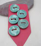 5 Small Round Eggshell Blue Ceramic Buttons - Image 6