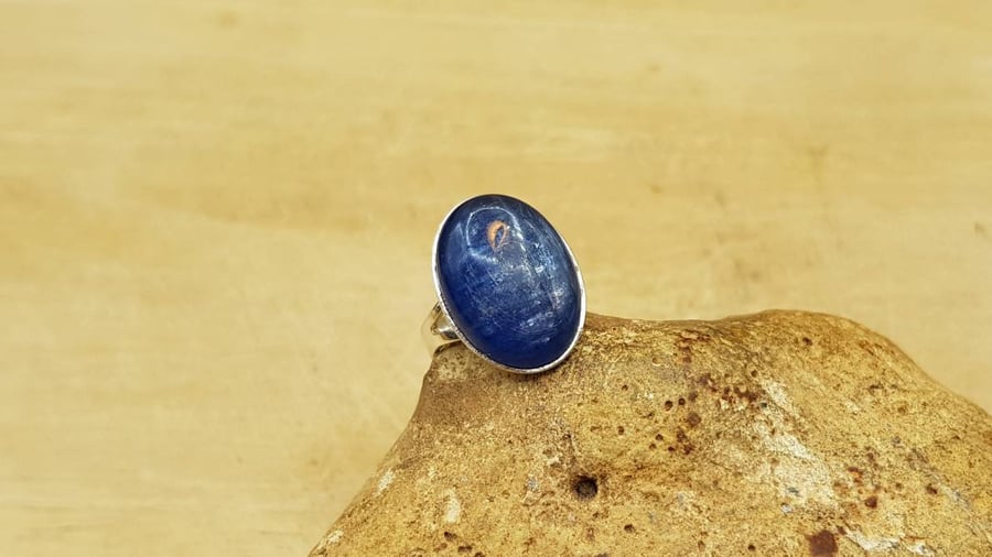 Blue Kyanite ring. Adjustable 925 sterling silver rings for women