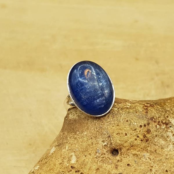 Blue Kyanite ring. Adjustable 925 sterling silver rings for women