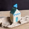 Teeny Hand-painted Ceramic Beach Hut with Flag