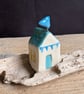Teeny Hand-painted Ceramic Beach Hut with Flag