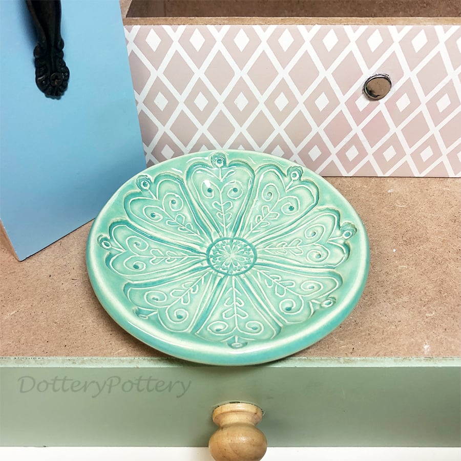 Little ceramic dish candle holder tealight holder trinket dish